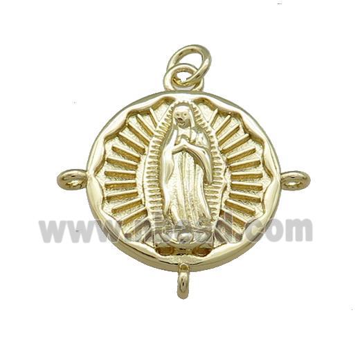 Copper Jesus Pendant Religious Medal Charms Circle Gold Plated