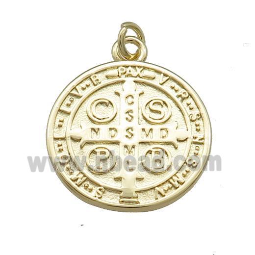 Copper Jesus Pendant Religious Medal Charms Black Painted Circle Gold Plated