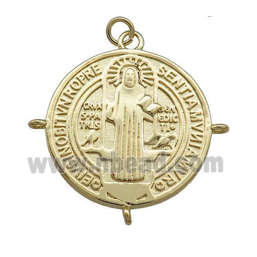 Copper Jesus Pendant Religious Medal Charms Circle Gold Plated