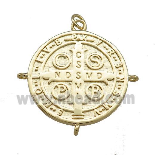 Copper Jesus Pendant Religious Medal Charms Green Painted Circle Gold Plated