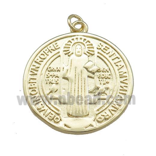 Copper Jesus Pendant Religious Medal Charms Circle Gold Plated