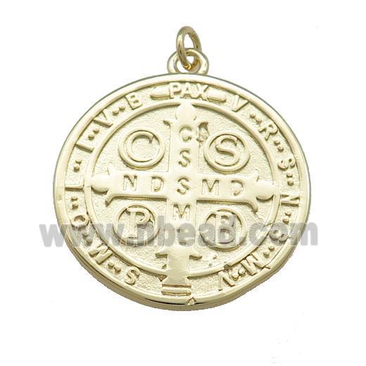 Copper Jesus Pendant Religious Medal Charms Pink Painted Circle Gold Plated