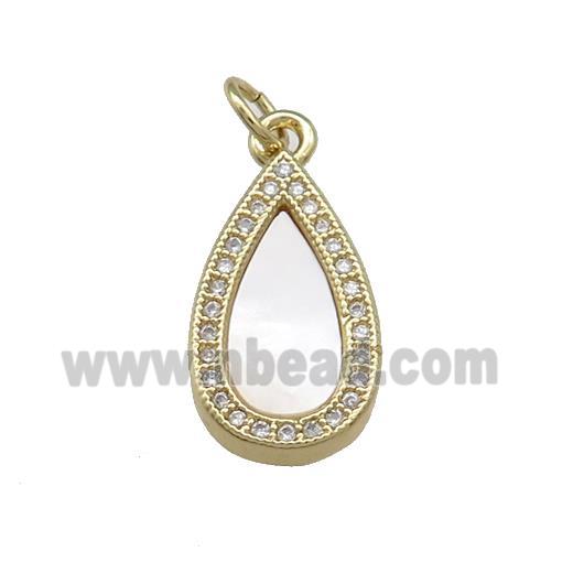 Copper Teardrop Pendant Pave Shell Zircon 18K Gold Plated