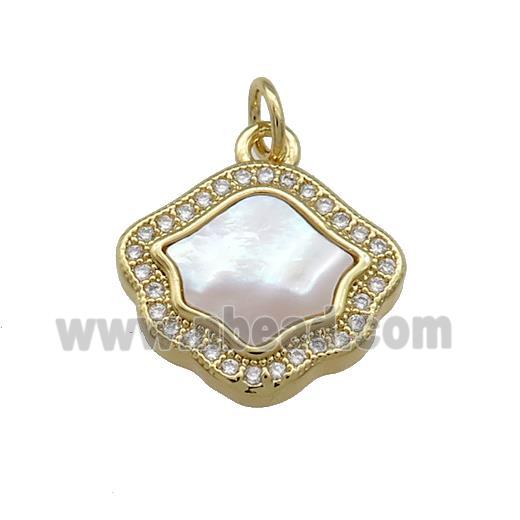 Copper Flower Pendant Pave Shell Zircon 18K Gold Plated