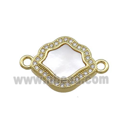 Copper Flower Connector Pave Shell Zircon 18K Gold Plated