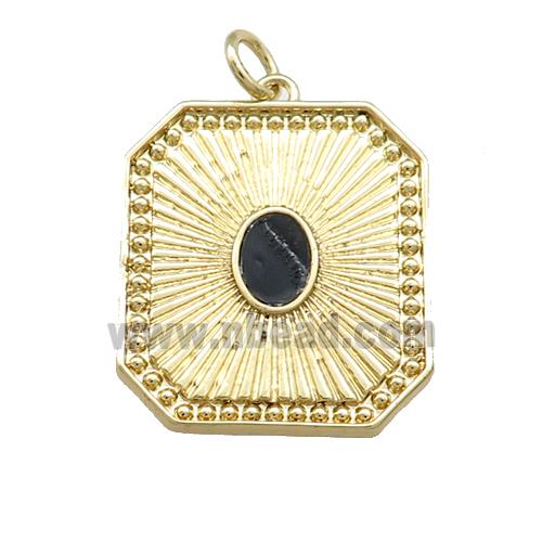 Copper Rectangle Pendant Pave Gemstone Gold Plated