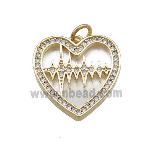 Copper Heart Pendant Pave Shell Zircon Gold Plated