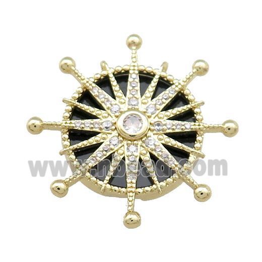 Copper Sun Pendant Pave Agate Zircon Gold Plated