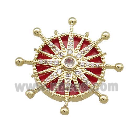 Copper Sun Pendant Pave Agate Zircon Gold Plated