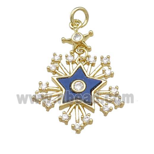 Copper Star Pendant Pave Lapis Zircon Gold Plated