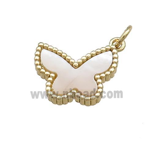 Copper Butterfly Pendant Pave Shell Gold Plated