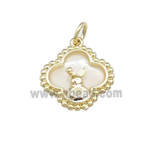 Copper Clover Pendant Pave Shell Gold Plated