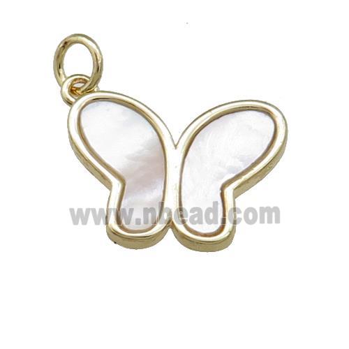 Copper Butterfly Pendant Pave Shell Gold Plated