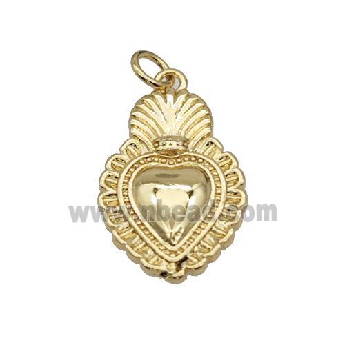 Sacred Heart Charms Copper Pendant Gold Plated