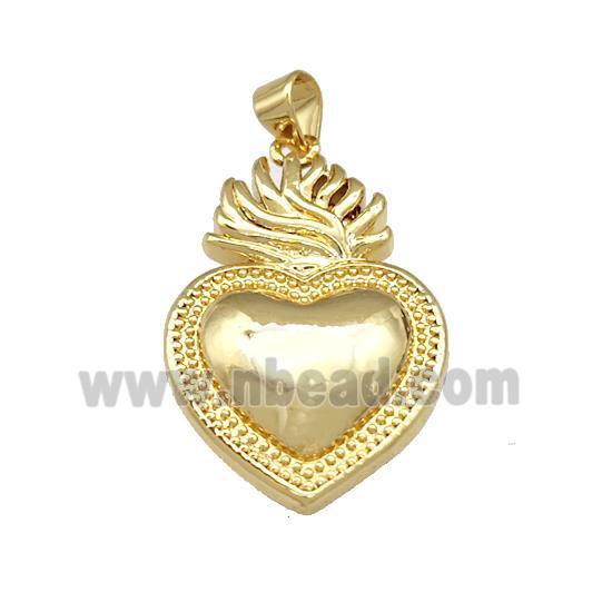 Sacred Heart Charms Copper Pendant Gold Plated