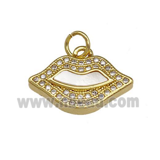 Copper Lips Pendant Pave Shell Zirconia 18K Gold Plated