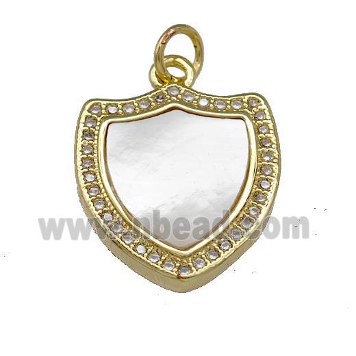 Copper Shield Pendant Pave Shell Zirconia 18K Gold Plated