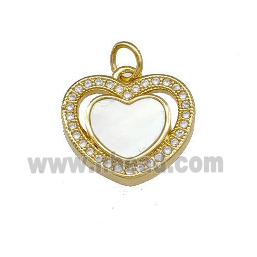 Copper Heart Pendant Pave Shell Zirconia 18K Gold Plated