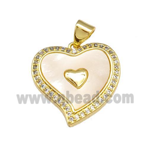 Copper Heart Pendant Pave Shell Zirconia 18K Gold Plated