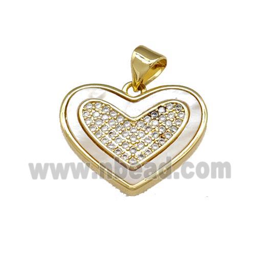 Copper Heart Pendant Pave Shell Zirconia 18K Gold Plated