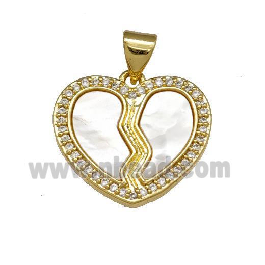 Copper Heart Pendant Pave Shell Zirconia 18K Gold Plated