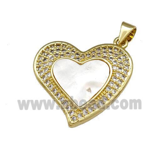 Copper Heart Pendant Pave Shell Zirconia 18K Gold Plated