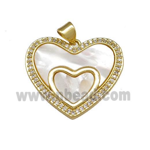 Copper Heart Pendant Pave Shell Zirconia 18K Gold Plated