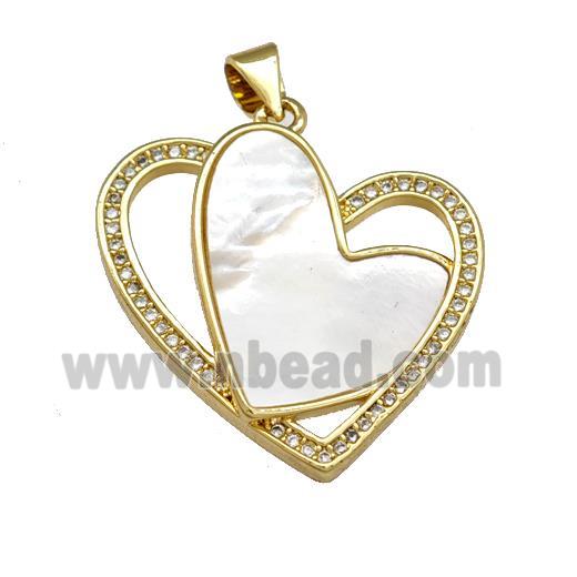 Copper Heart Pendant Pave Shell Zirconia 18K Gold Plated