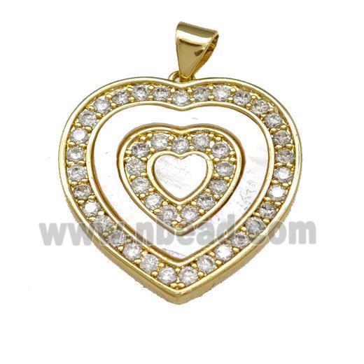 Copper Heart Pendant Pave Shell Zirconia 18K Gold Plated