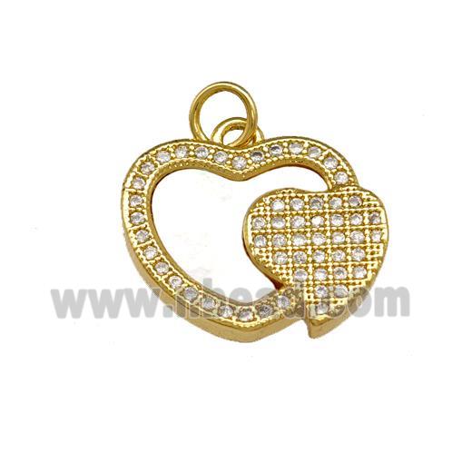 Copper Heart Pendant Pave Shell Zirconia 18K Gold Plated