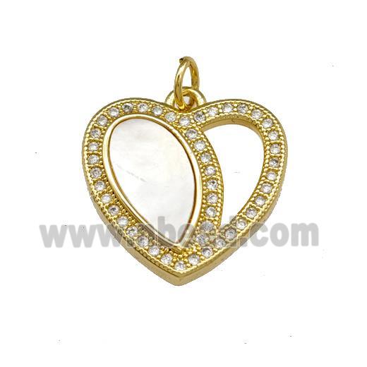 Copper Heart Pendant Pave Shell Zirconia 18K Gold Plated