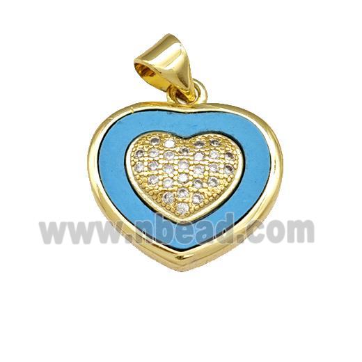 Copper Heart Pendant Pave Shell Zirconia 18K Gold Plated