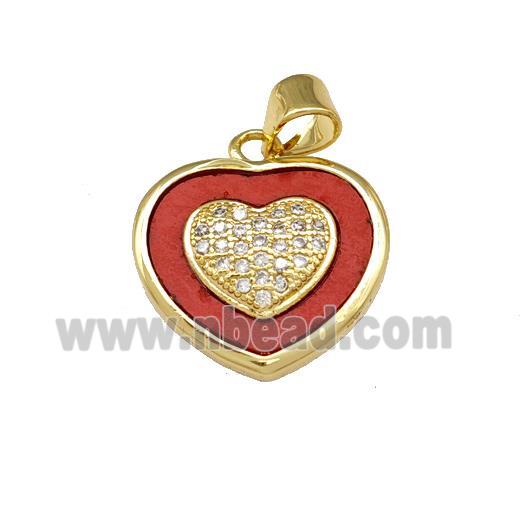 Copper Heart Pendant Pave Shell Zirconia 18K Gold Plated