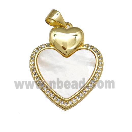 Copper Heart Pendant Pave Shell Zirconia 18K Gold Plated