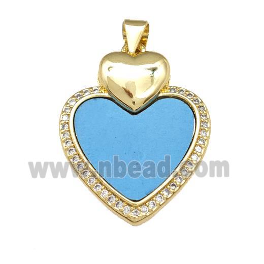 Copper Heart Pendant Pave Shell Zirconia 18K Gold Plated