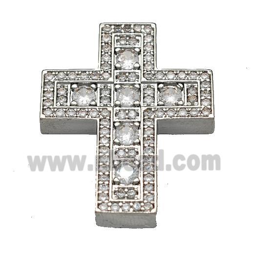 Copper Cross Pendant Micro Pave Zirconia Platinum Plated