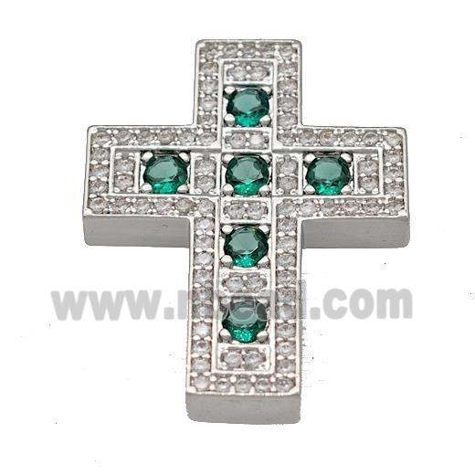 Copper Cross Pendant Micro Pave Zirconia Platinum Plated