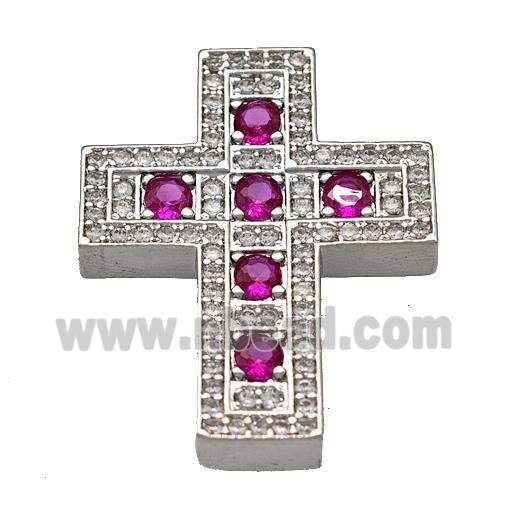 Copper Cross Pendant Micro Pave Zirconia Platinum Plated