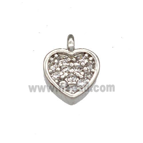 Copper Heart Pendant Pave Zirconia Platinum Plated