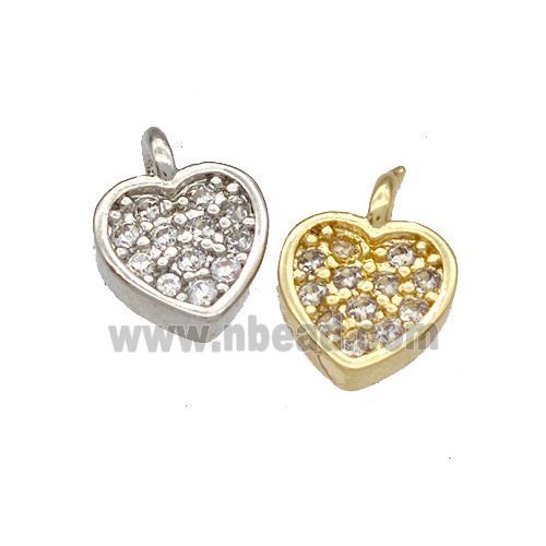 Copper Heart Pendant Micropave Zirconia Mixed