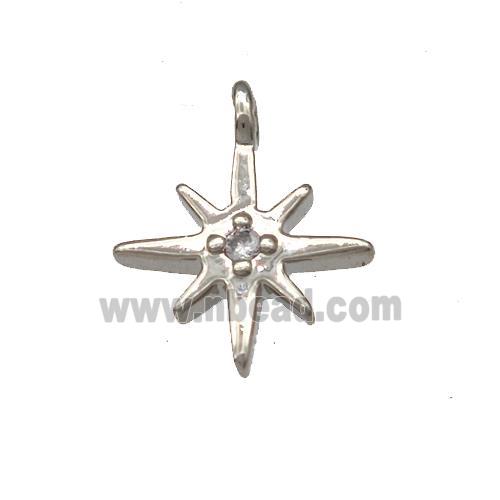 Copper Northstar Pendant Pave Zircon Platinum Plated