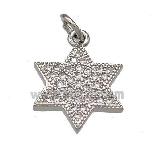 Copper Star Pendant Micropave Zirconia Platinum Plated