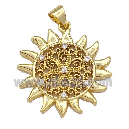 Copper Sun Charms Pendant Micro Pave Zirconia Gold Plated