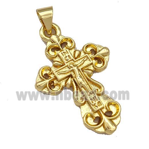 Jesus Charms Copper Crucifix Cross Pendant Gold Plated