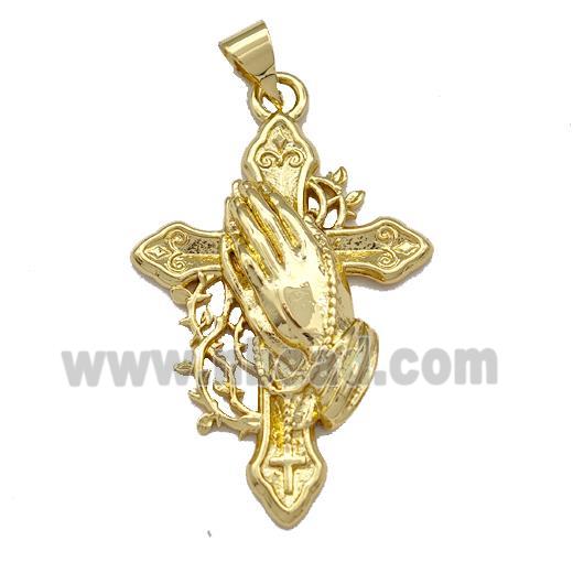 Copper Cross Pendant Prayer Gold Plated