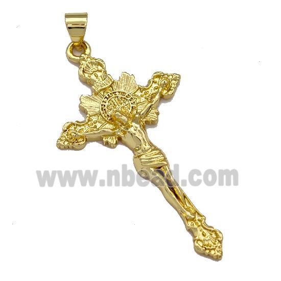 Copper Crucifix Cross Pendant Jesus Gold Plated