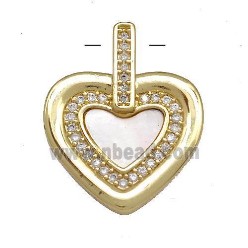 Copper Heart Pendant Pave Shell Zirconia 18K Gold Plated