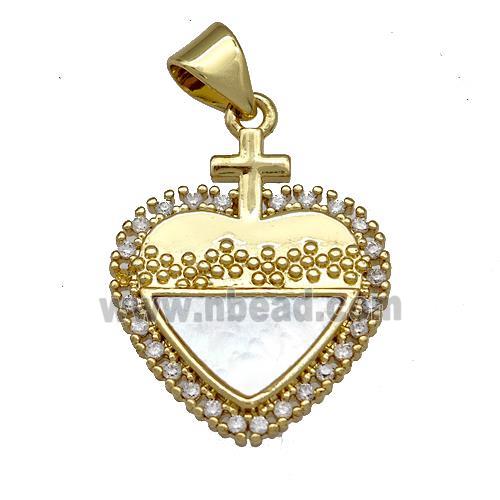 Copper Heart Pendant Pave Shell Zirconia 18K Gold Plated