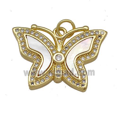 Copper Butterfly Pendant Pave Shell Zircon 18K Gold Plated