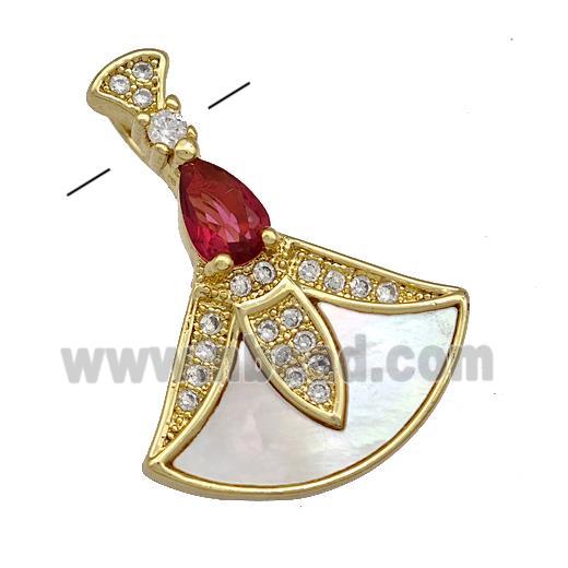 Copper Butterfly Pendant Pave Shell Zircon 18K Gold Plated